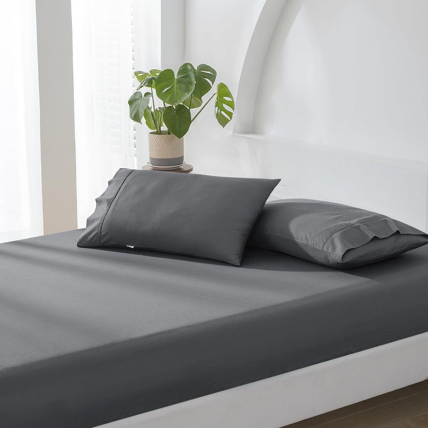 500TC Soft and Luxurious 100% Cool Breathable Cotton Bed Sateen Set - Charcoal