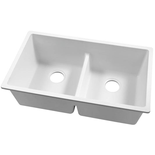 Stone Kitchen Sink 790X460MM Granite Under/Topmount Basin Double Bowl White