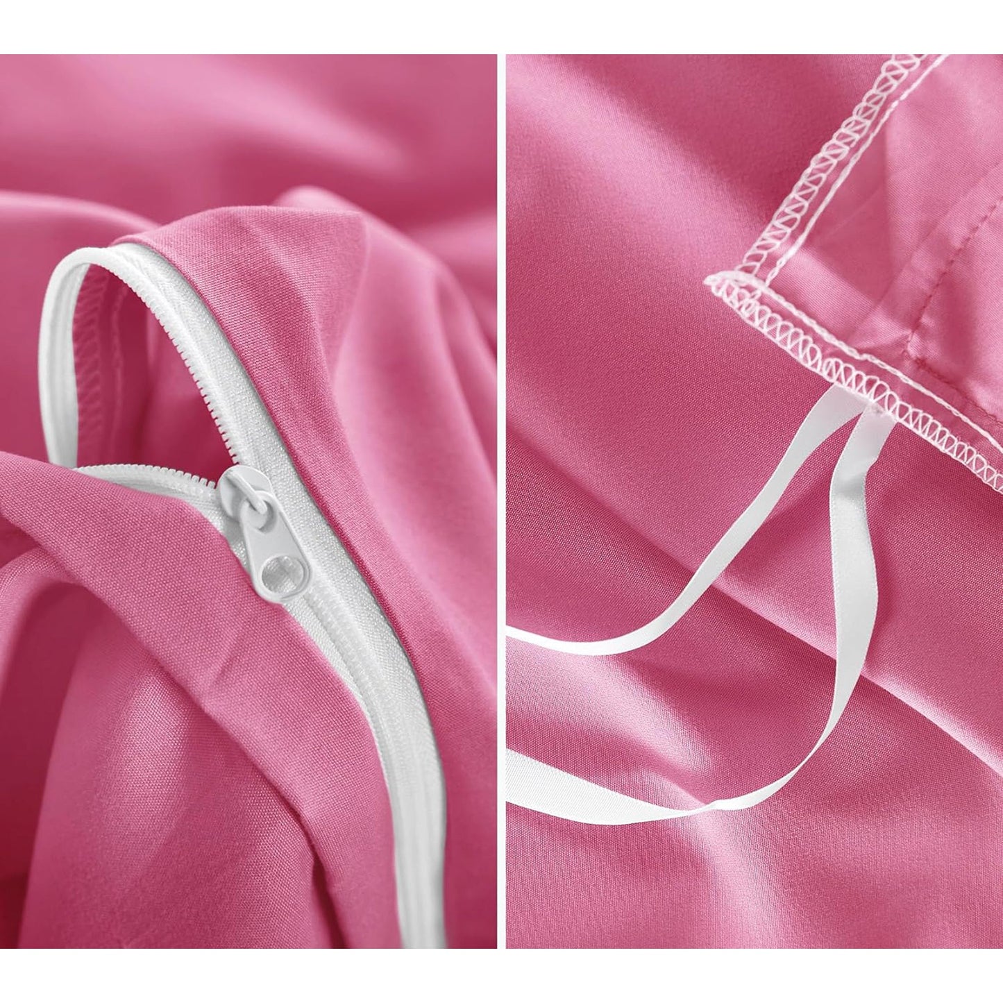 1000TC Ultra Soft Microfiber Duvet Doona Cover Bedding Quilt Cover Set - Bright Pink