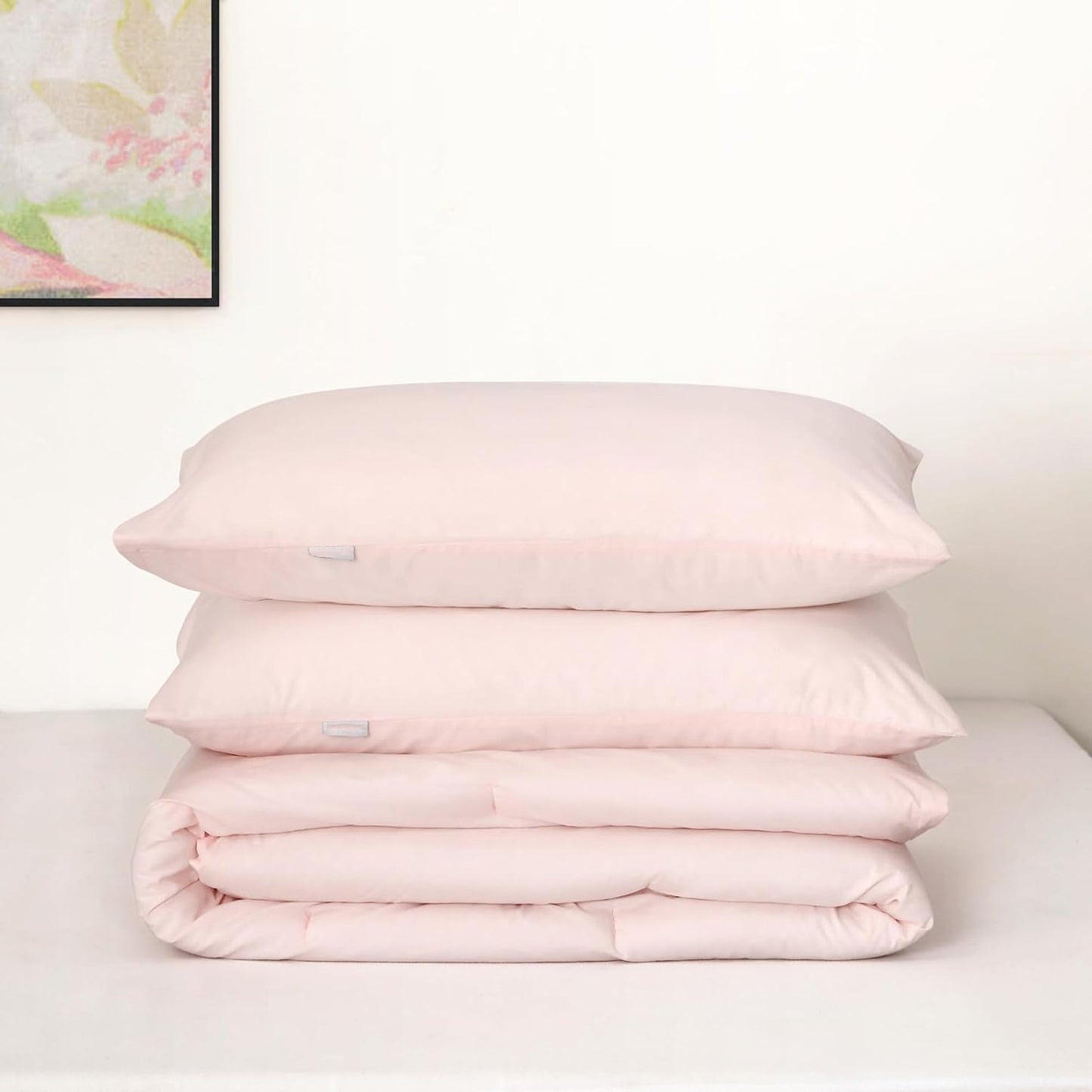225TC Soft and Cozy Hypoallergenic Cotton Washed Quilt Cover Set - Pink