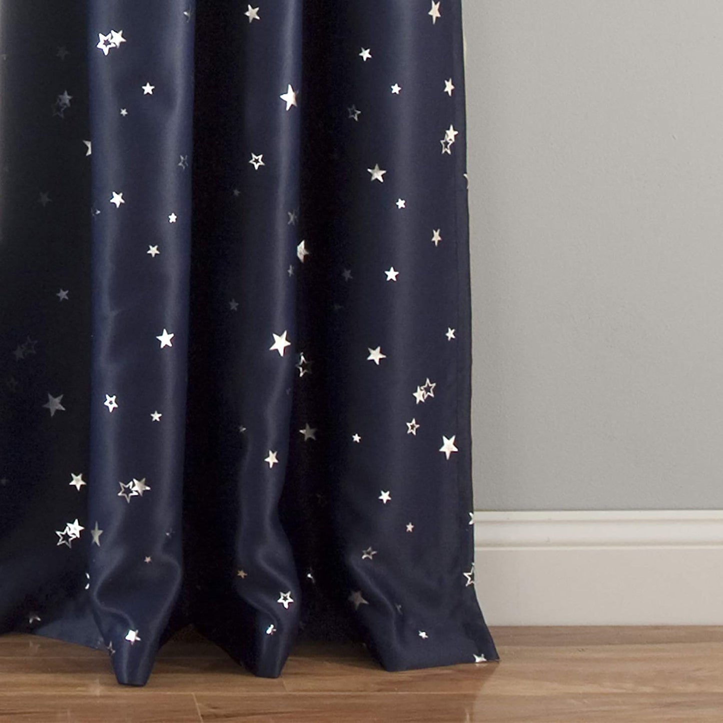 White Star Room Darkening Window Panel 52 by 84 Inch Set of 2 - Navy