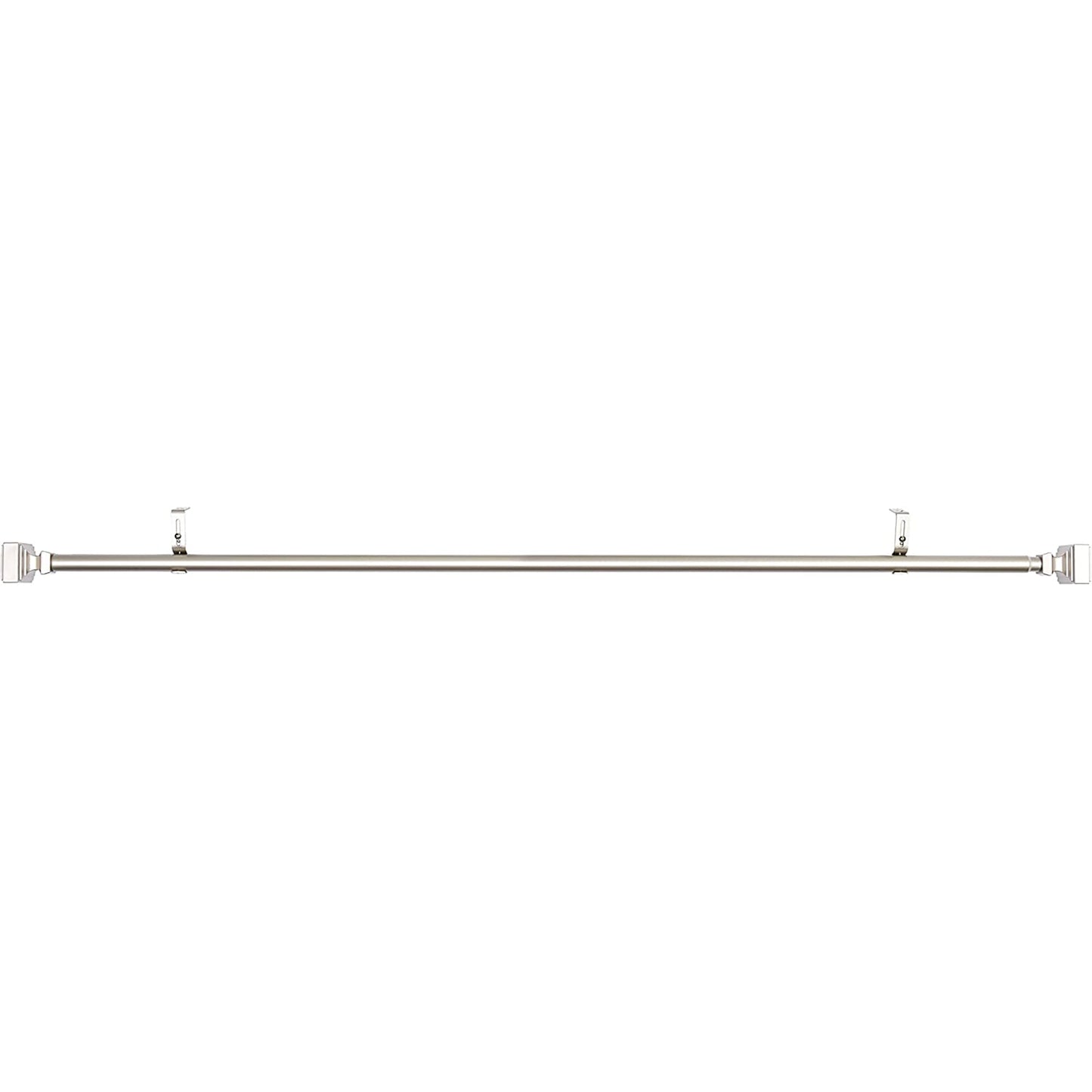 Wall Mounted Curtain Rod with Square Finials 36 to 72 Inch - Nickel