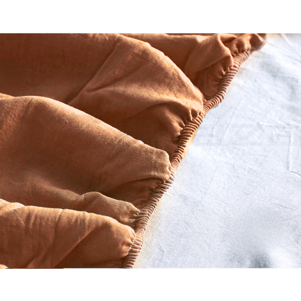 Bed Sheet Set Cotton Sheets Orange Brown Single/Double/Queen/King