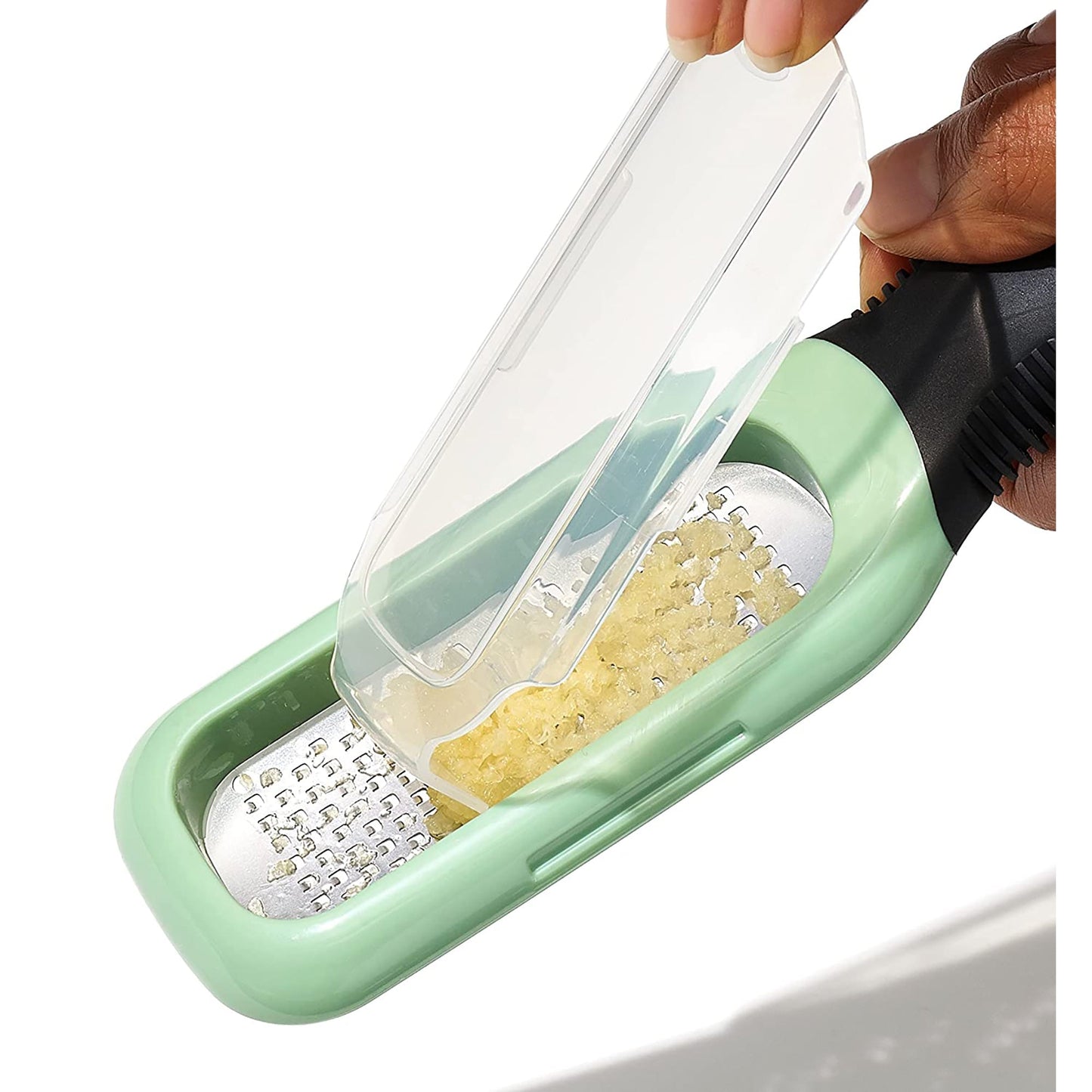 Etched Ginger and Garlic Grater 7x2.5 Inch - Green