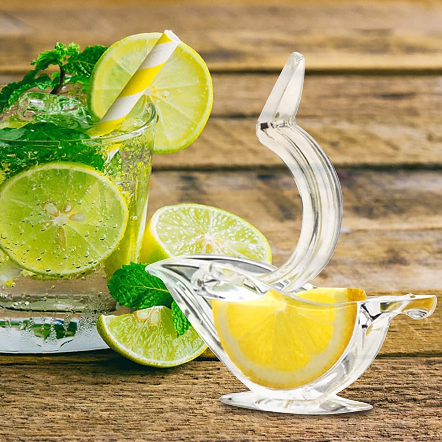 Portable Clear Acrylic Manual Lemon Slice Juicer Squeezer 2 Pcs