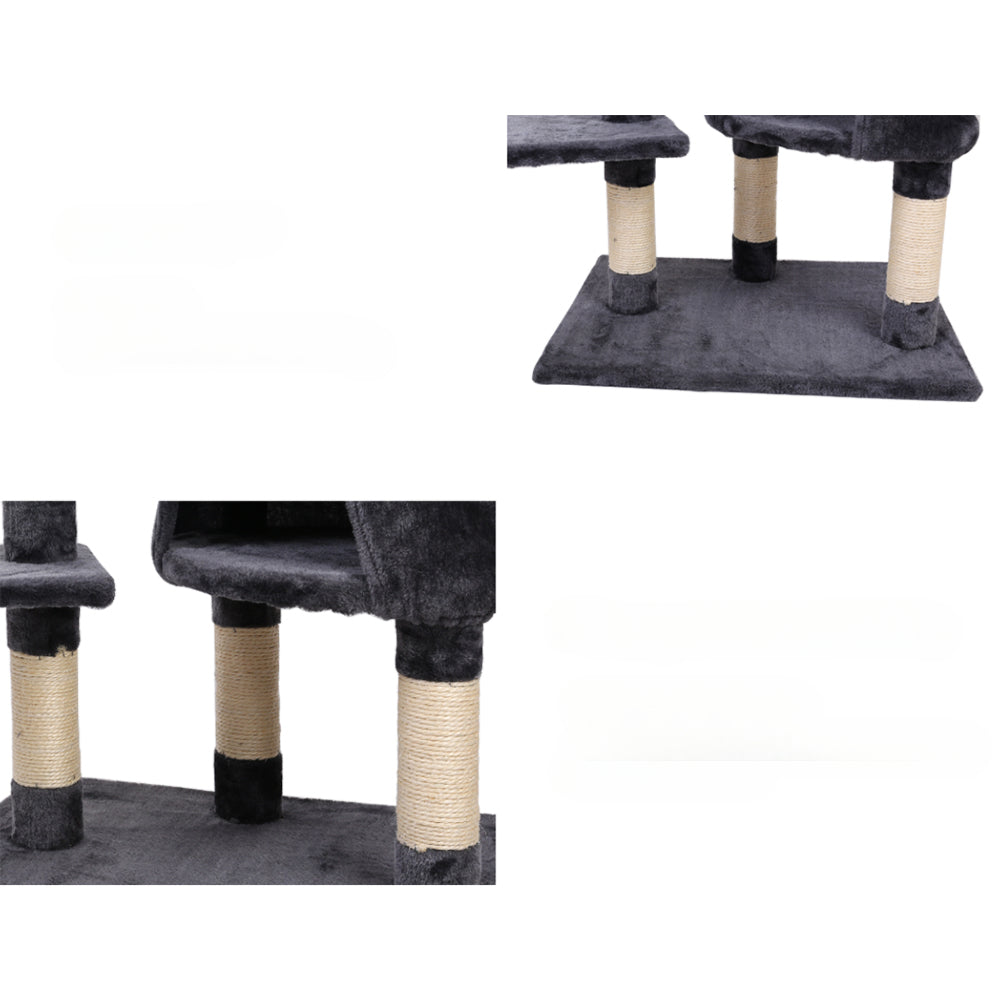 Cat Tree Scratching Post Tower House Furniture Wood Multi Level - 120cm