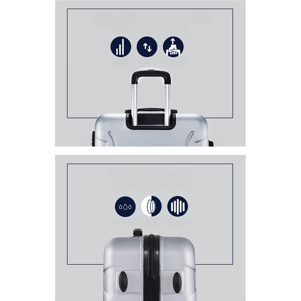 3pc Luggage Travel Sets Suitcase Trolley Lock Silver