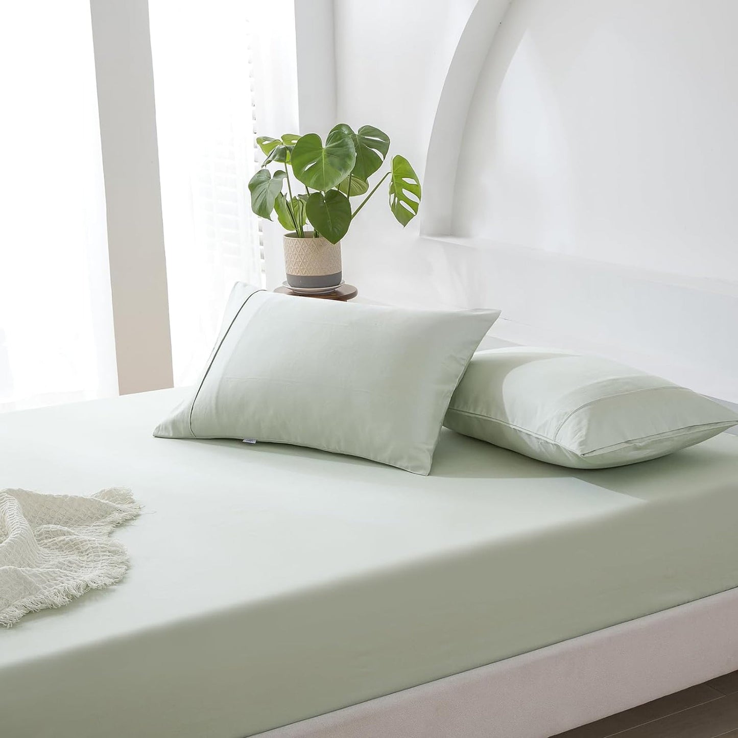 500TC Soft and Luxurious 100% Cool Breathable Cotton Bed Sateen Set - Sage