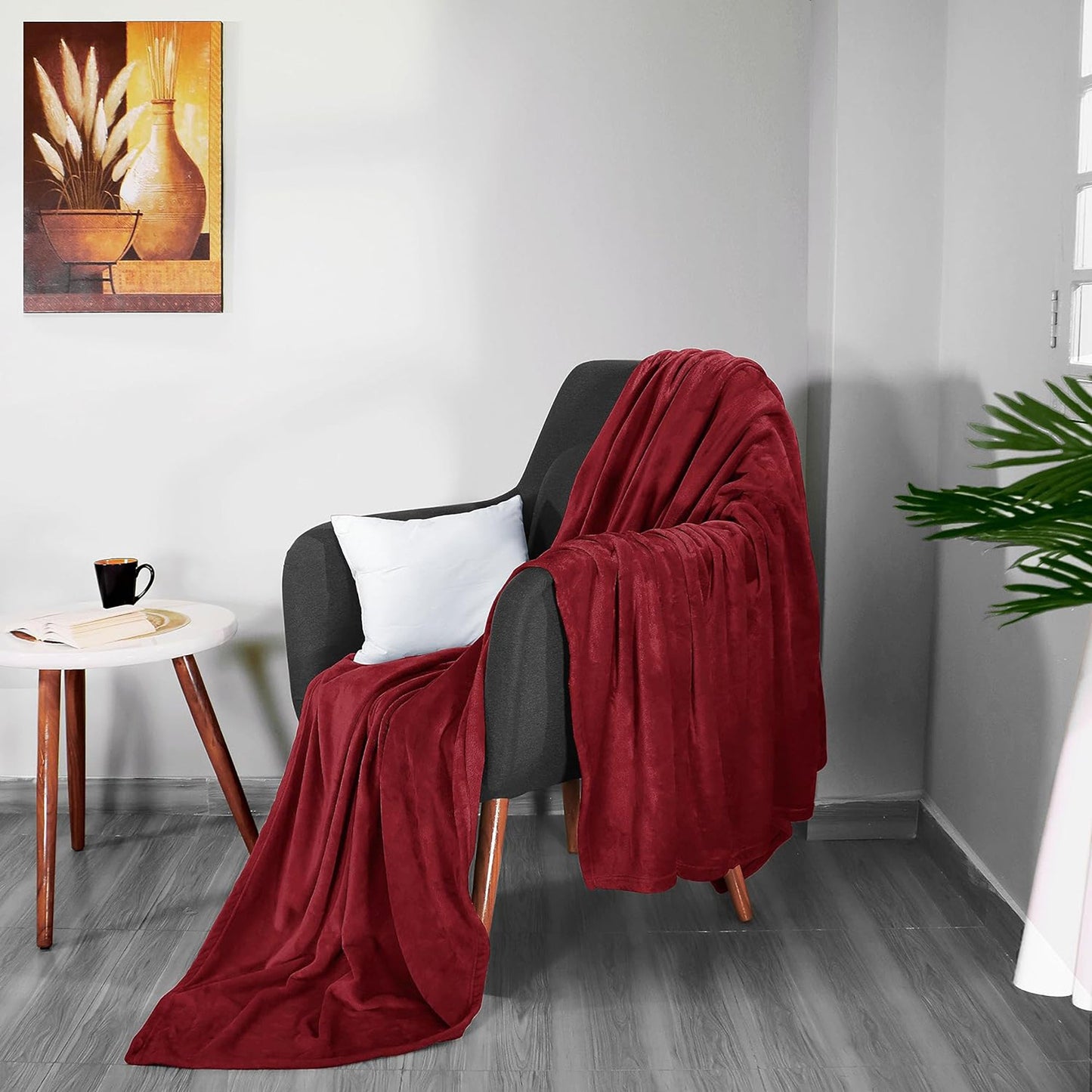300GSM Microfibre Luxury Anti-Static Fuzzy Soft Fleece Blanket - Red