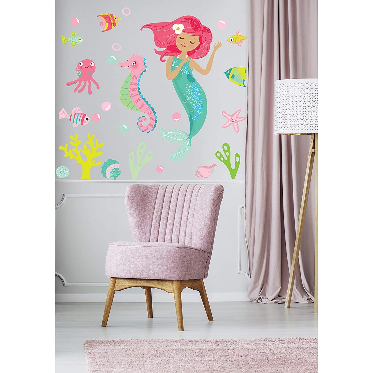 Mermaid Vinyl Wall Decals Sticker for Girls Bedroom or Bathroom 26 Pieces