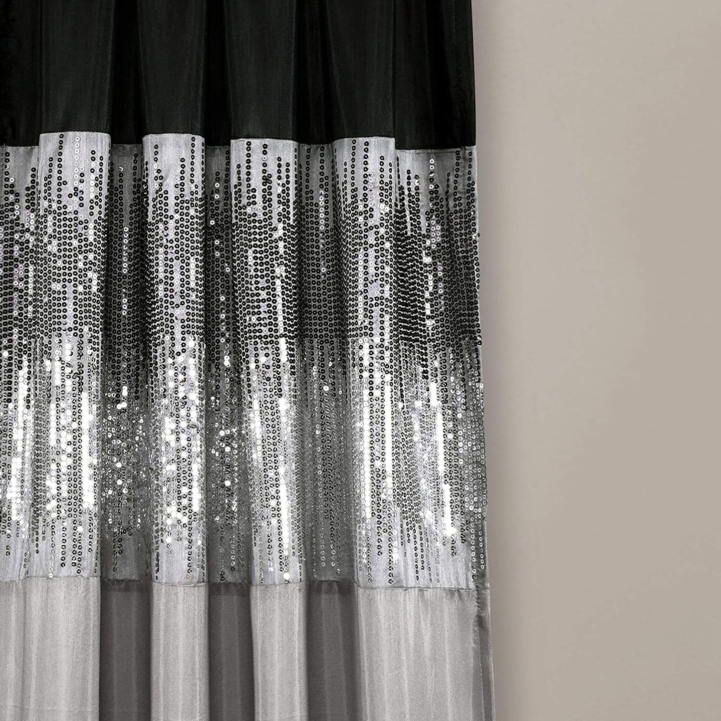 Faux Silk Night Sky Curtain Panel 84x42 Inches - Black and Gray