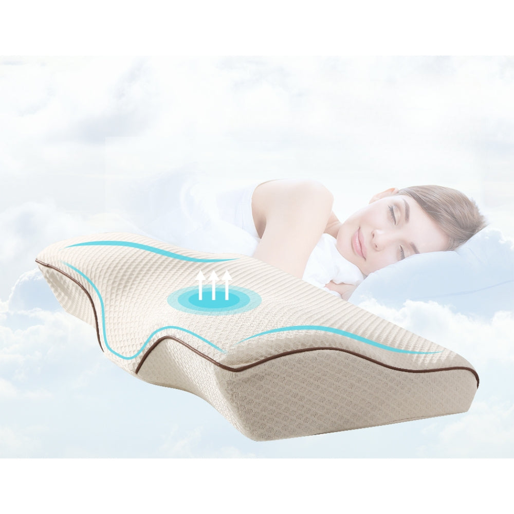 Memory Foam Pillow Neck Contour Rebound  Support - Blue