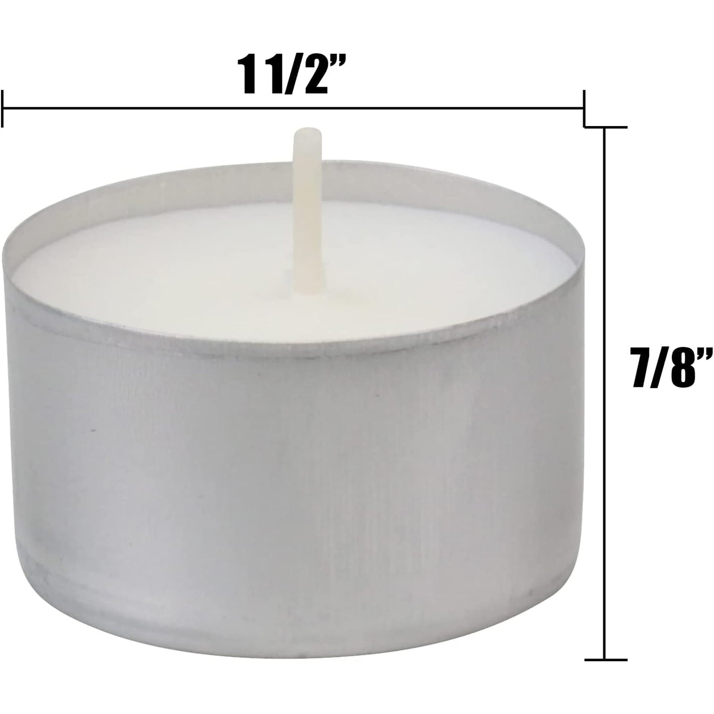 50 Pack Unscented Smokeless Long Tea Light Candles with 8 Hour Extended Burn Time - White