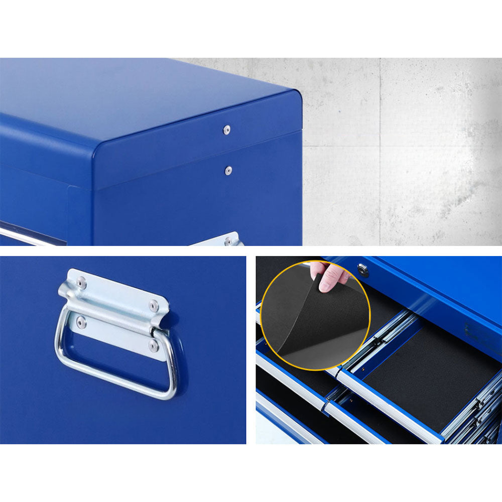 Tool Box Chest Trolley Cabinet Garage Storage Blue - 10 Drawers