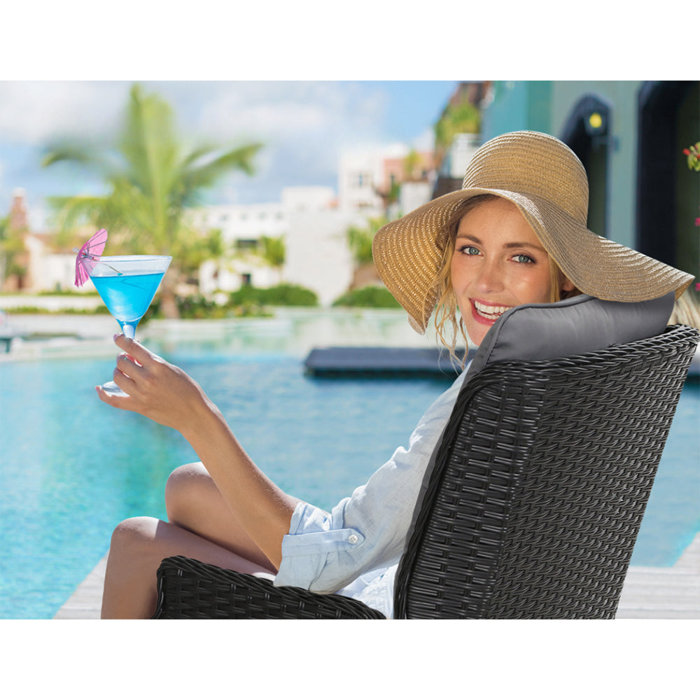 Recliner Chairs Outdoor Patio Wicker Lounge Sofa Set of 2 - Black