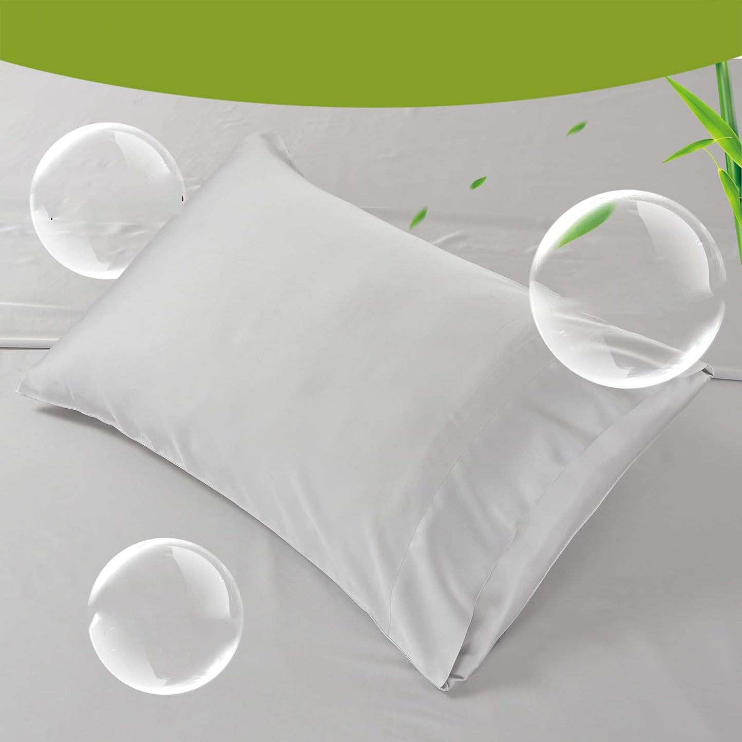 2 Pack Cooling Breathable Pillowcase with Envelope Closure - Silver