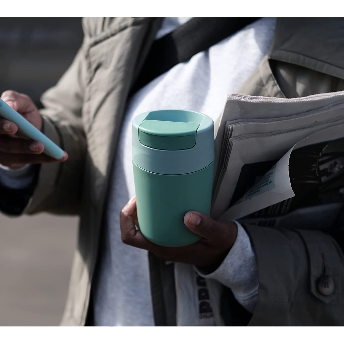 Leak Proof Sipp Travel Mug with Flip Top Cap 340 ml - Green