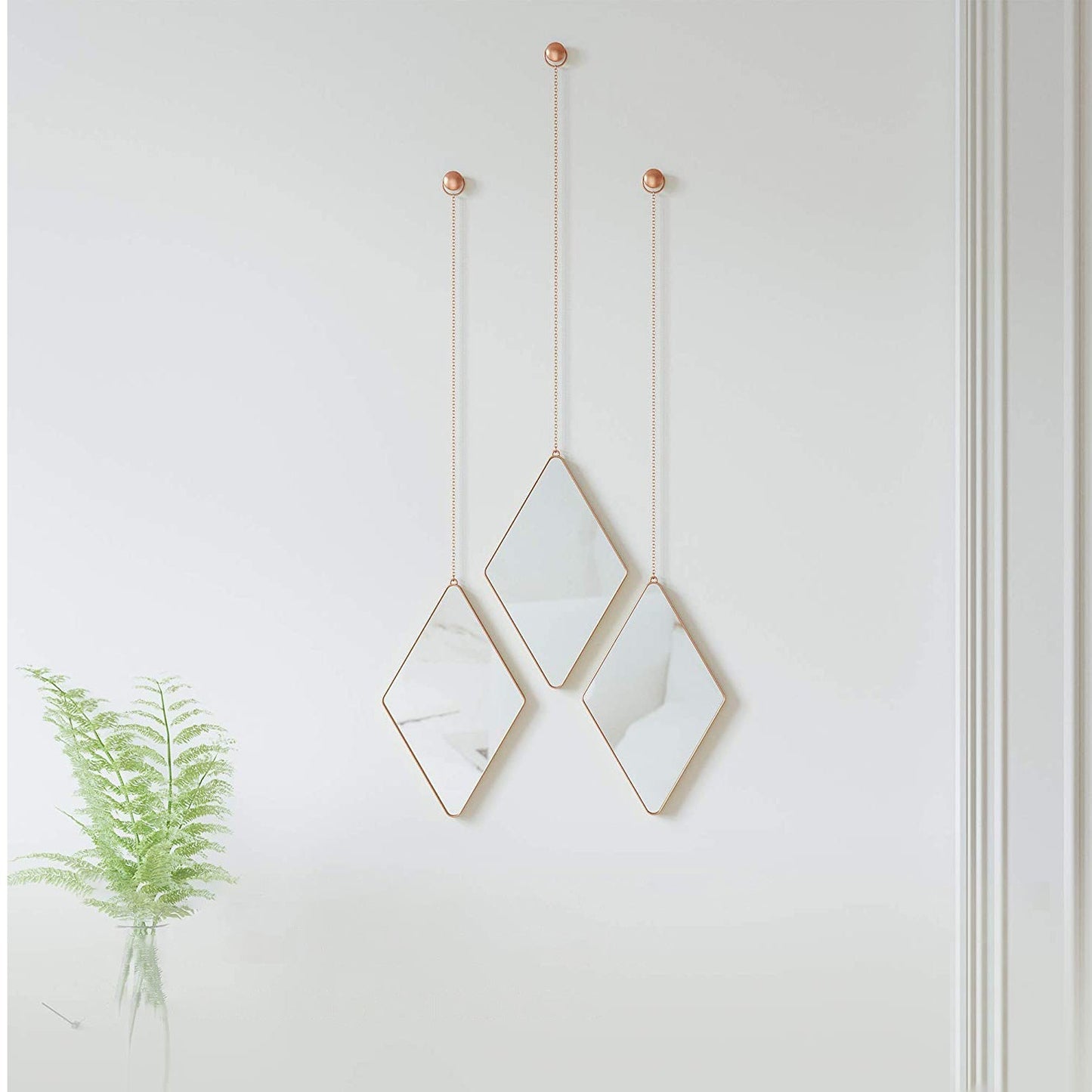 Apartment Decor Trio Wall Art Copper Decorative Wall Mirrors - Set of 3