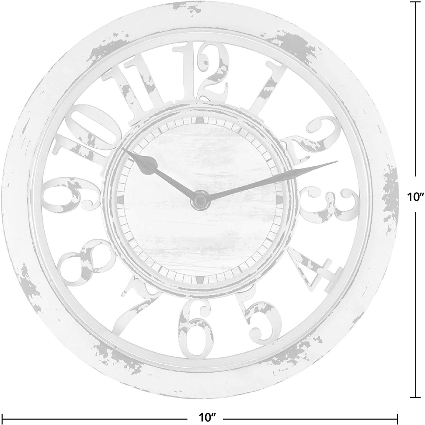 Antique Style Farmhouse Contour Wall Clock American Crafted - Distressed Ivory