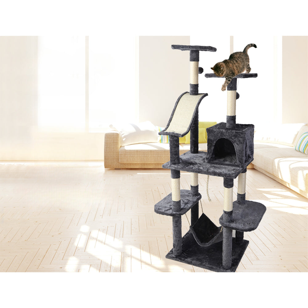 Cat Tree Scratching Post Tower House Furniture Wood - 171cm