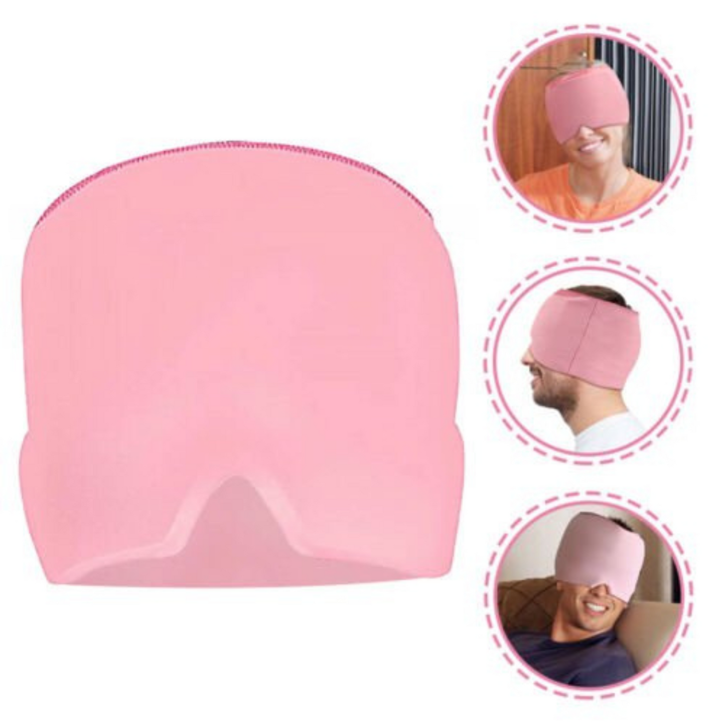 Cold Therapy Migraine Relief Ice Head Wrap Reusable Headache Hat Eye Mask