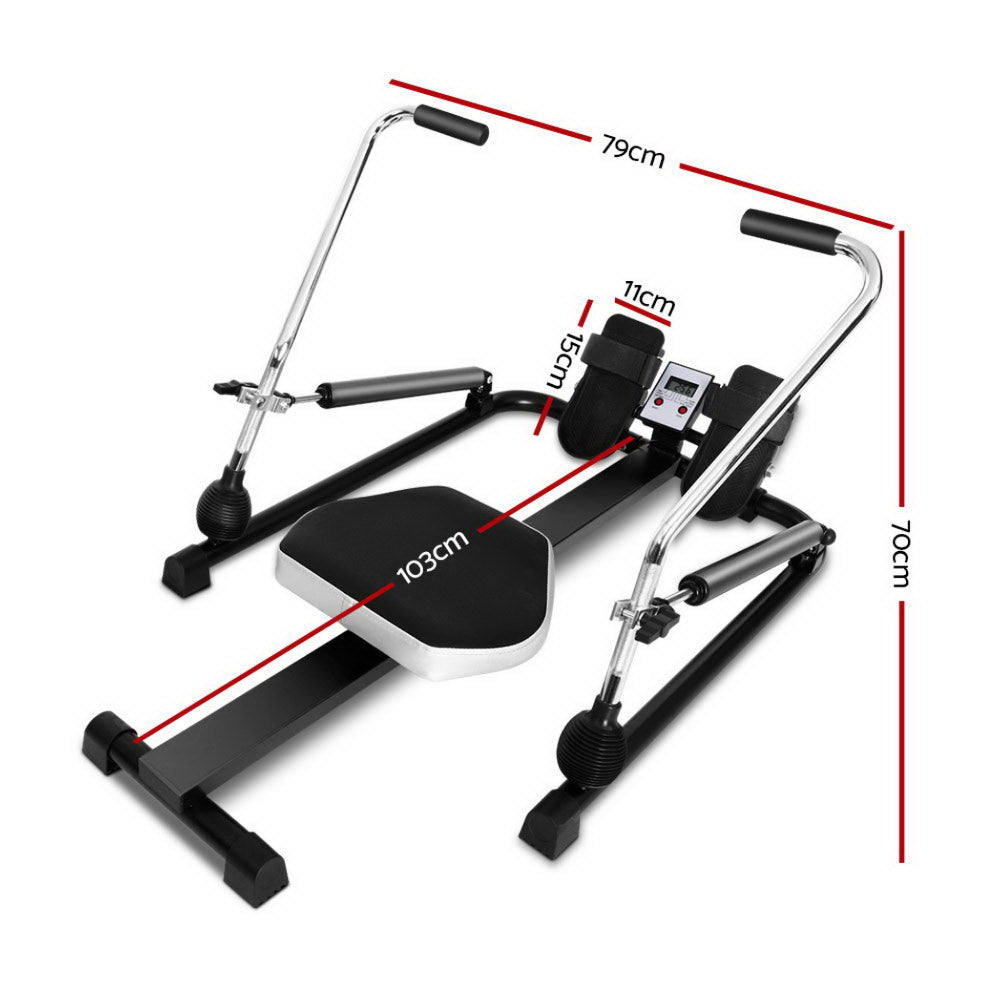 Rowing Exercise Machine Hydraulic Resistance Fitness Gym Cardio - Weight Capacity 200kg