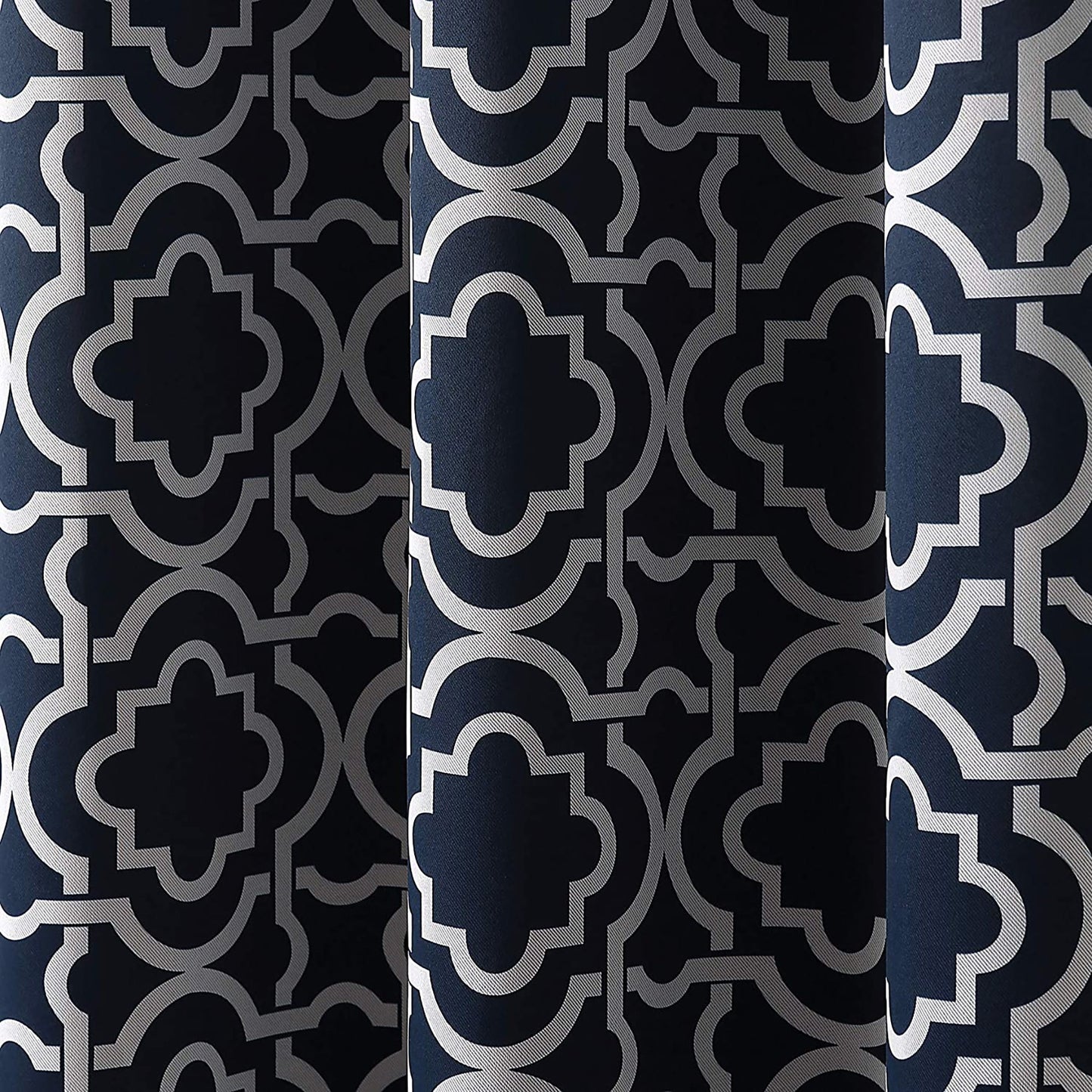 1PC Trellis Blackout Grommet Curtain Panel 40x95 Inch - Navy Blue