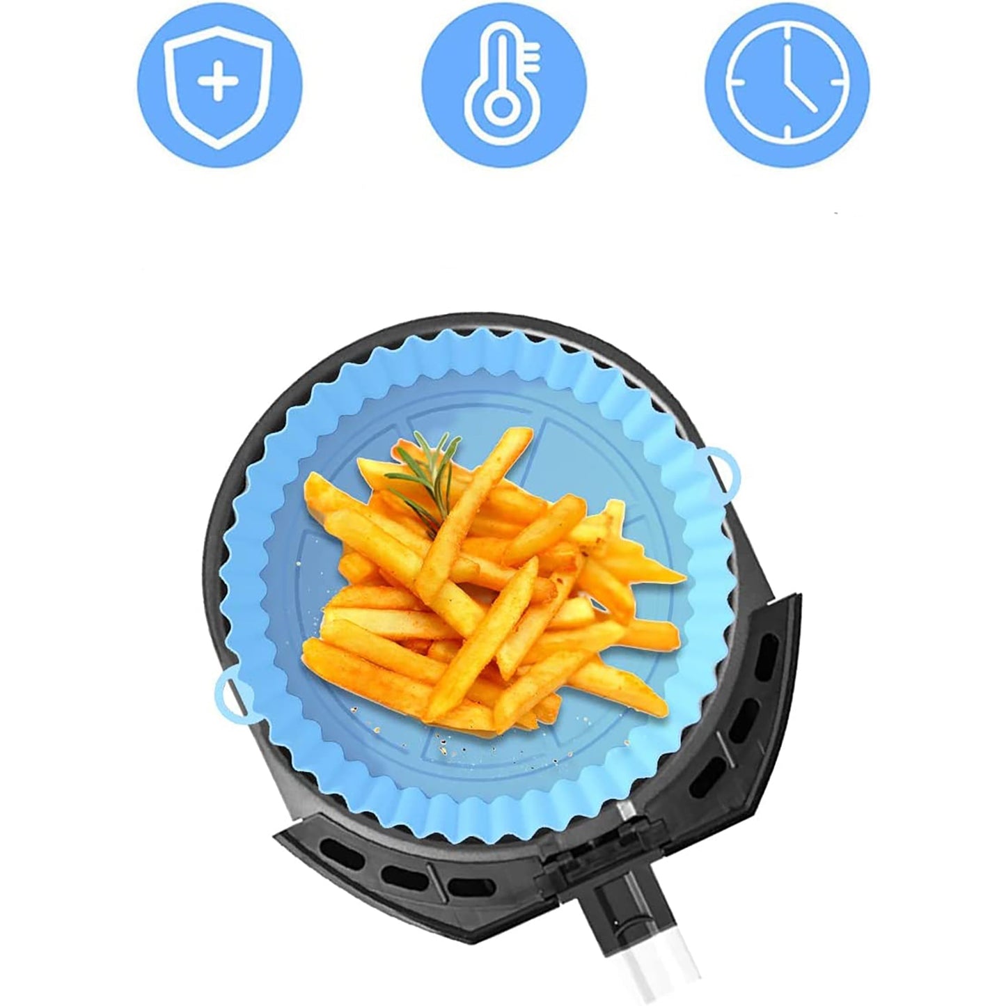 Air Fryer Reusable Non Stick Heat Resistant Silicone Pots 2 Pcs Style A - Blue