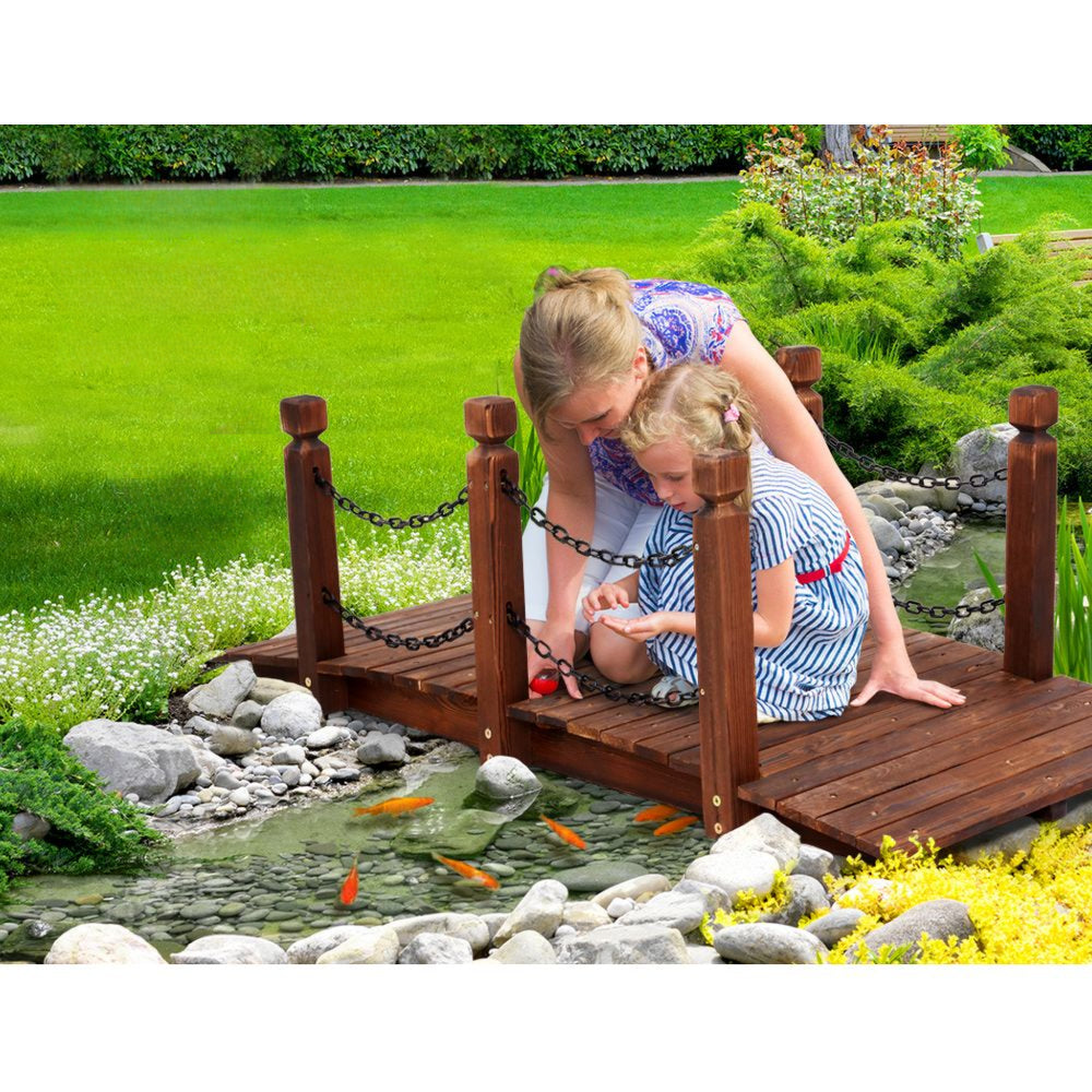 Wooden Garden Rustic Chain Decoration Decor Landscape Bridge