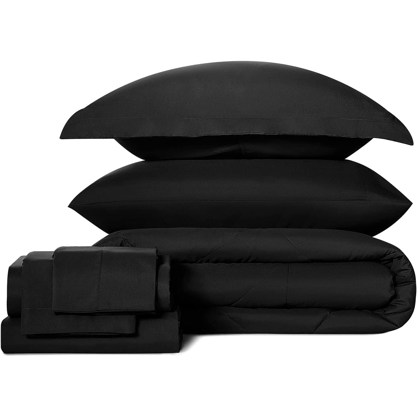 Warm and Cooling Microfibre Comforter Bedding Set - Black