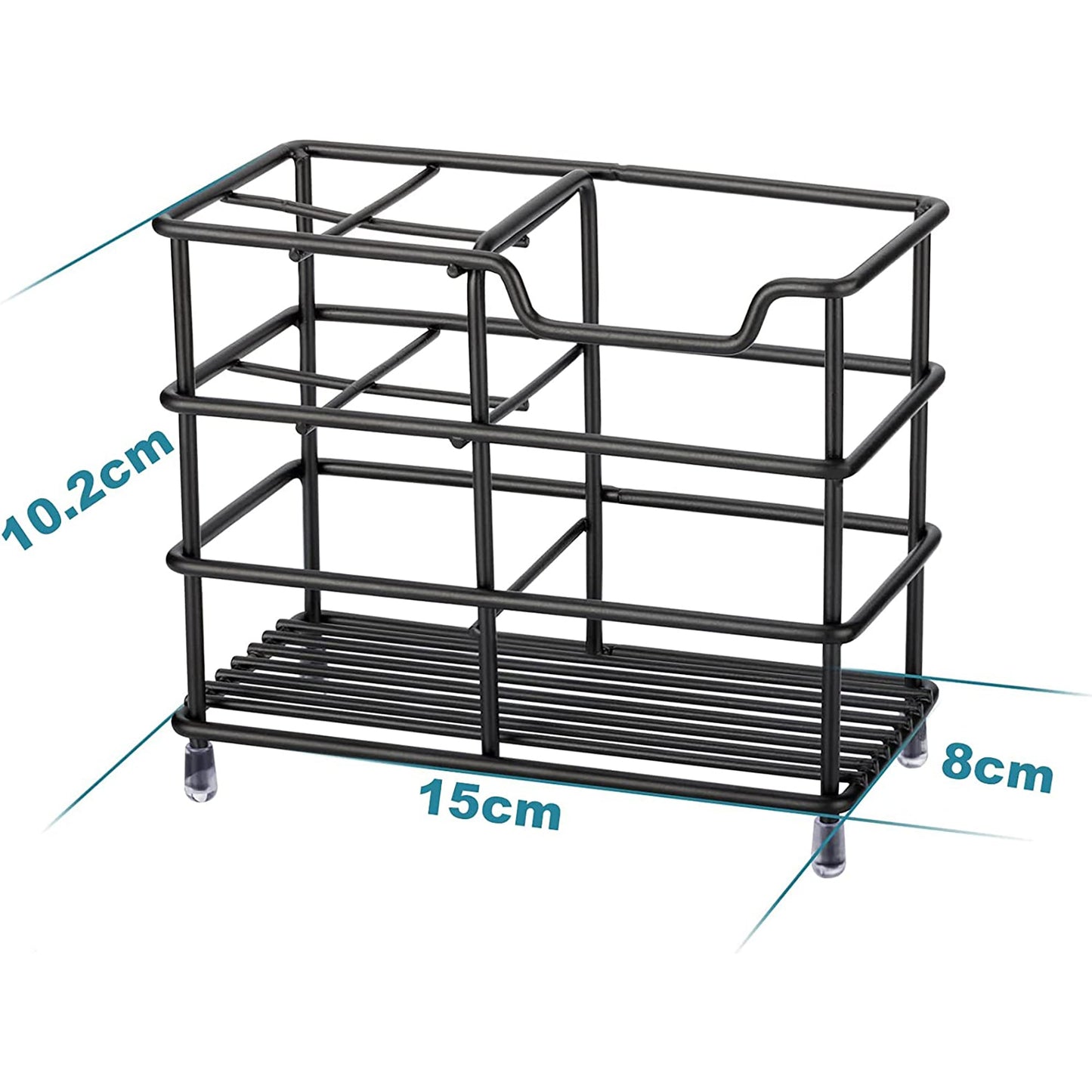 Stainless Steel Bathroom Toothbrush Toothpaste Holder Organizer - Black