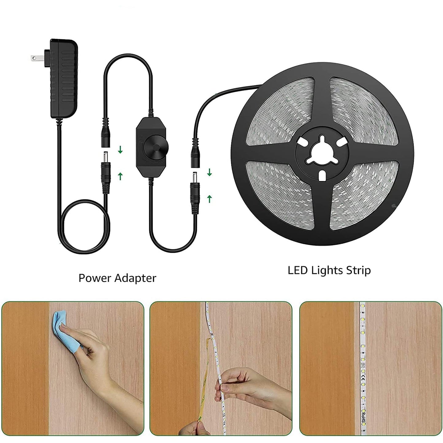 Flexible 6500K Dimmable Bright LED Tape Strip Lights 5 Meters - White