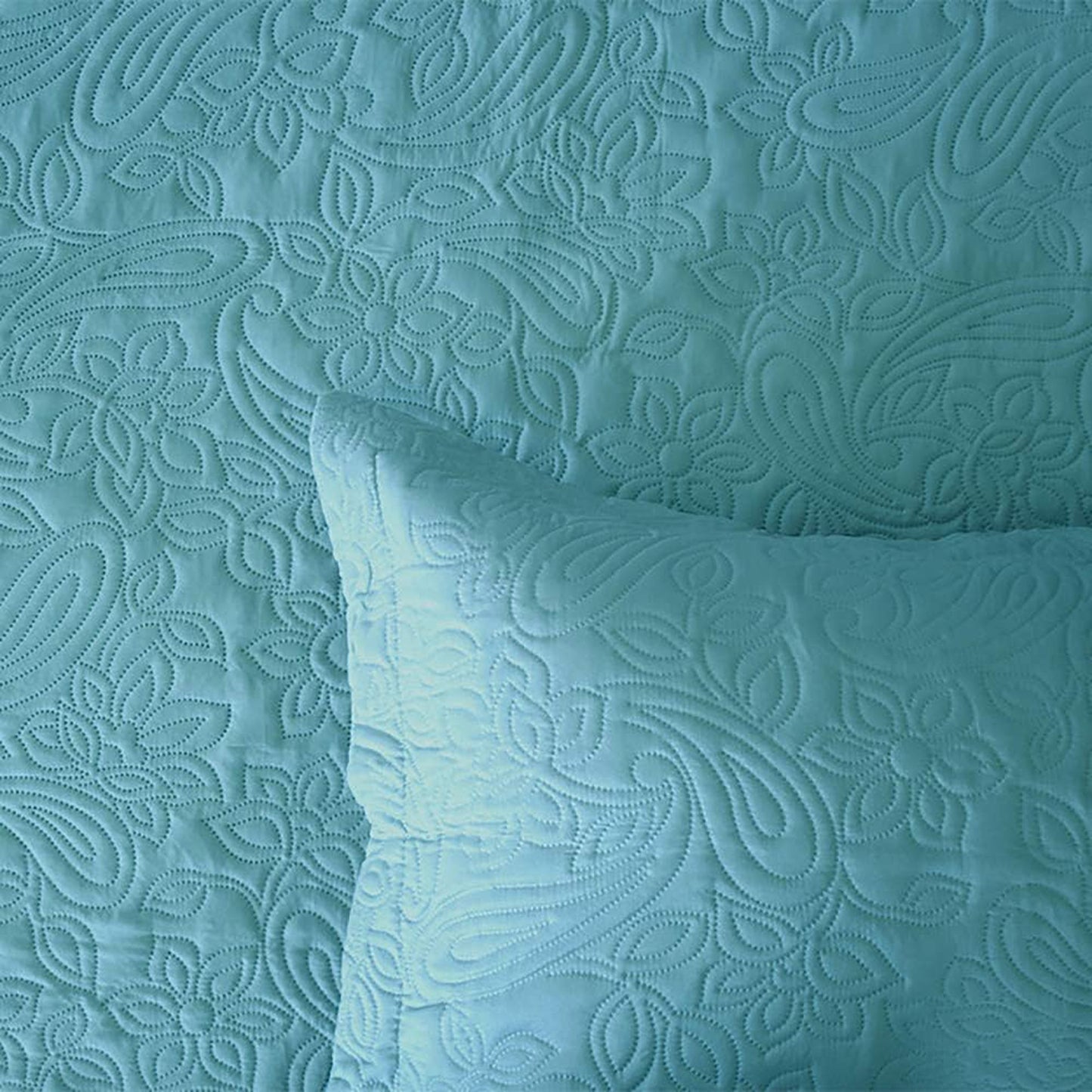 Intricate Paisley Embossed Coverlet Set - Peacock