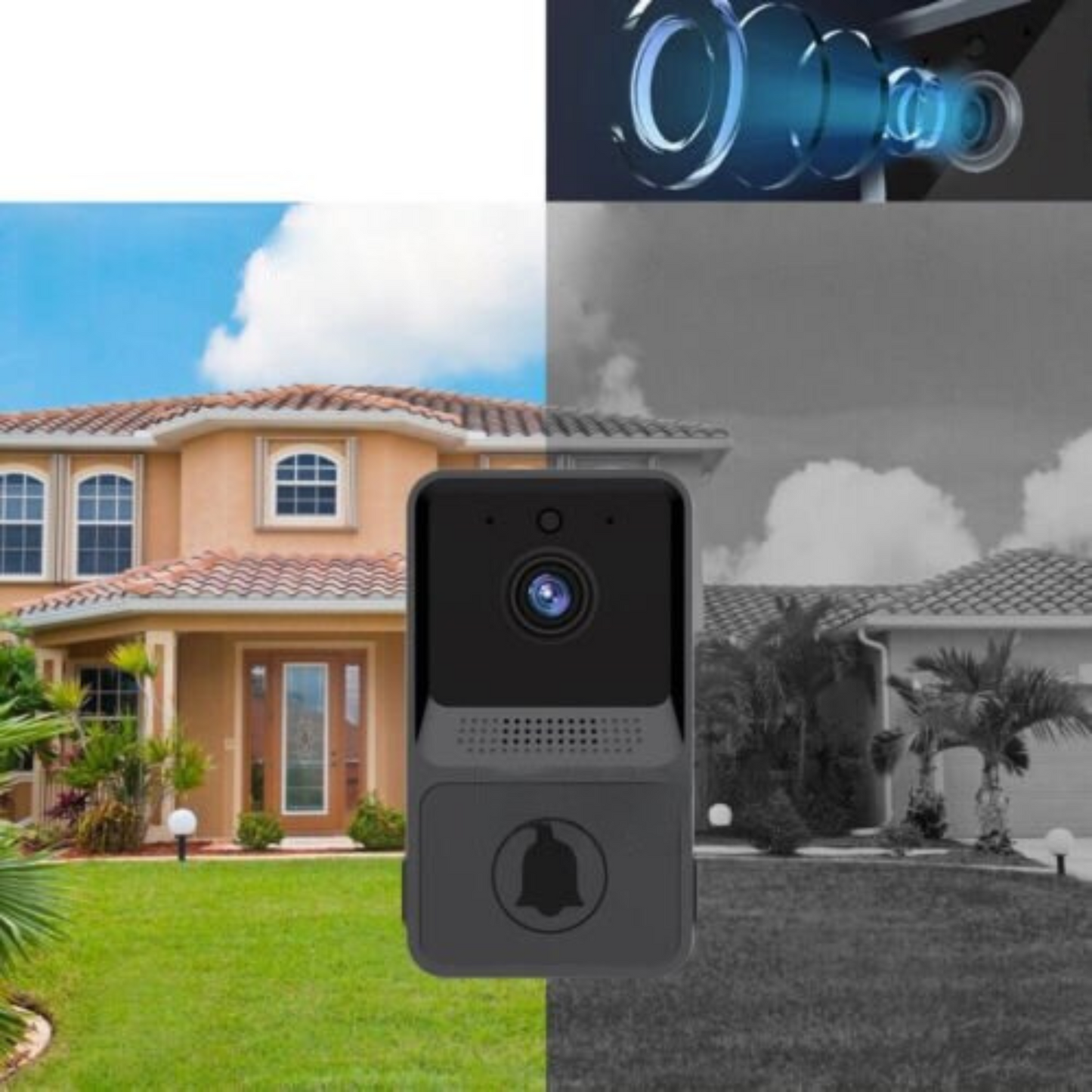WiFi Smart Video Doorbell Wireless Door Bell with Intercom Ring Security Phone Camera