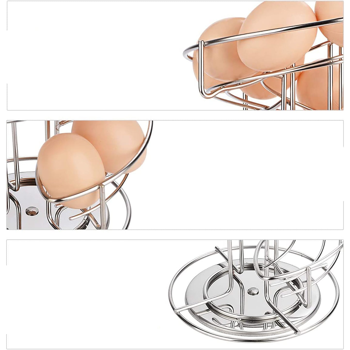 Spiral Design Stainless Steel Metal Egg Skelter Dispenser Storage Display Rack Rack - Silver