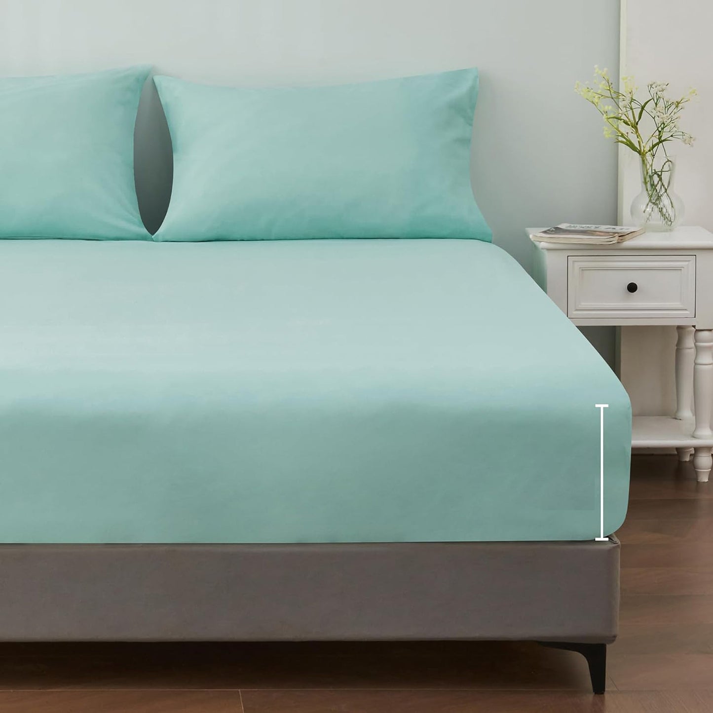 1000TC Cotton Blend Soft and Breathable Fitted Sheet 40cm Deep Pocket - Mint