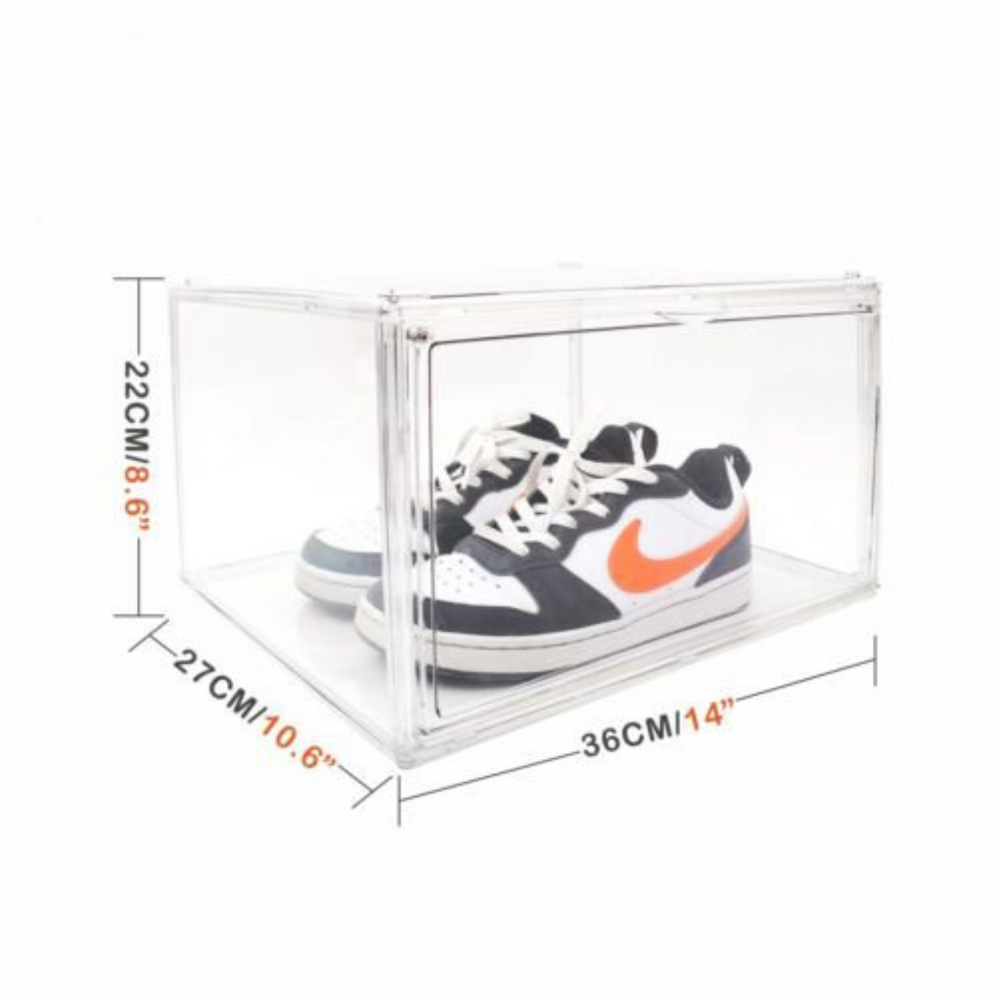 Transparent Premium Stackable Shoe Box Sneaker Display Storage Case with Magnetic Door