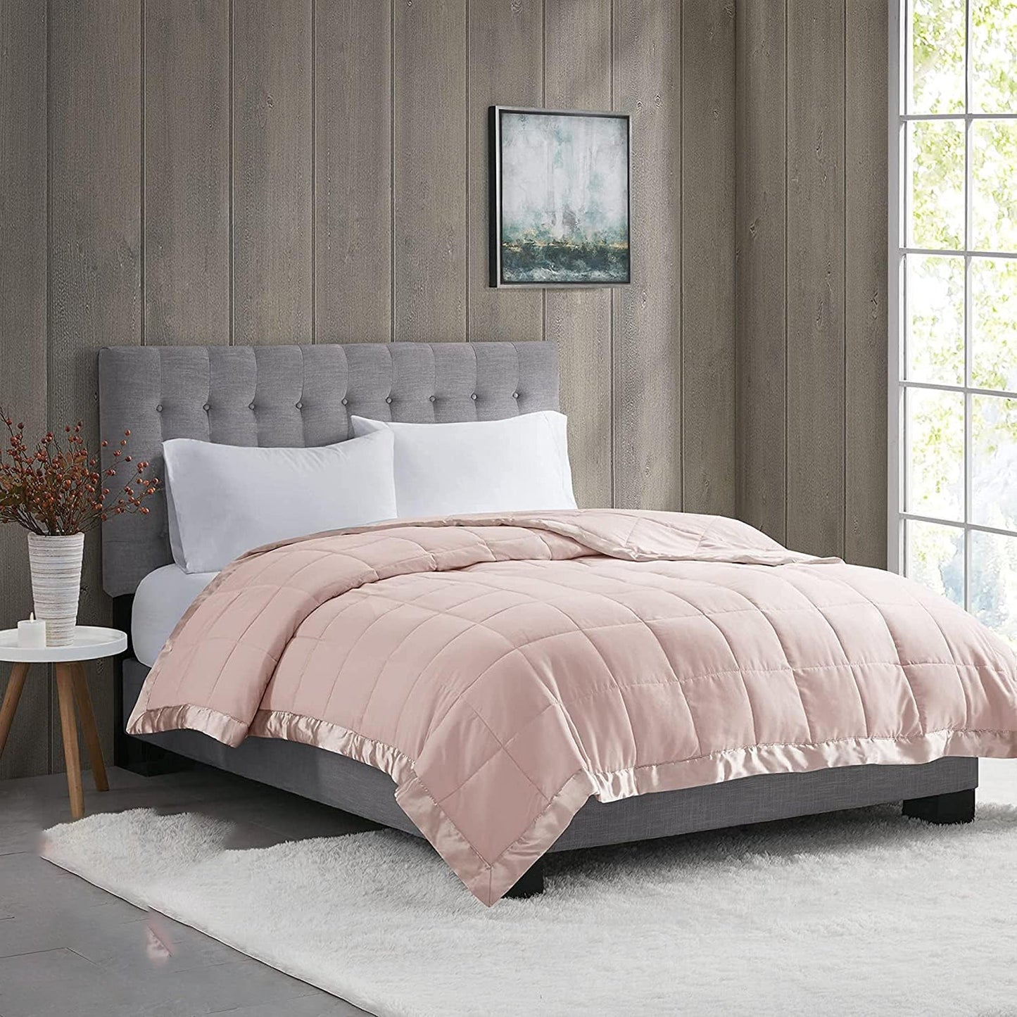 Lightweight Microfibre Down Alternative Blanket - Blush