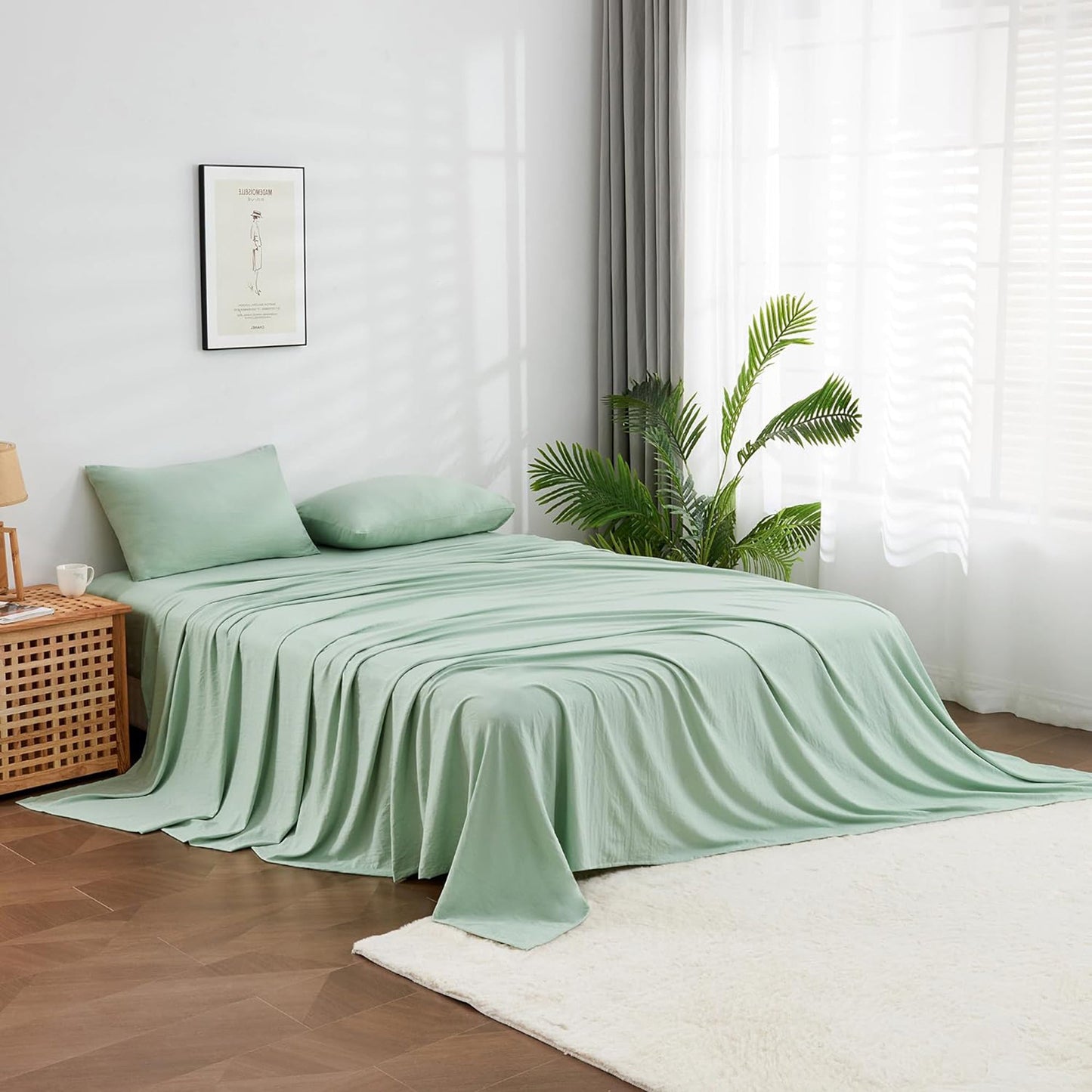 Premium 1800TC Breathable Ultra-Soft Microfibre Single Bed Sheet Set - Sage Green