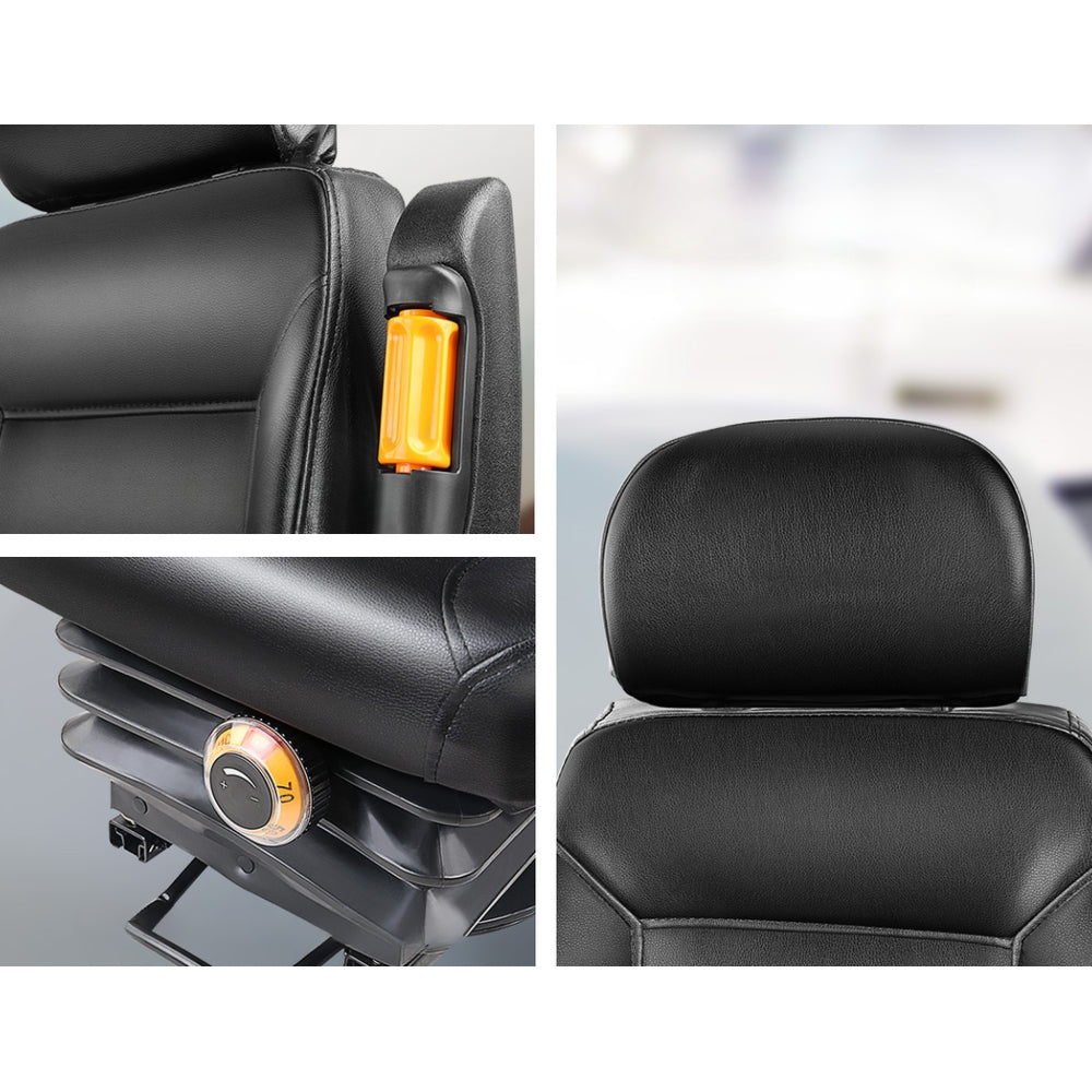 Truck Vehicle Car PU Leather Suspension Tractor Seat - Black