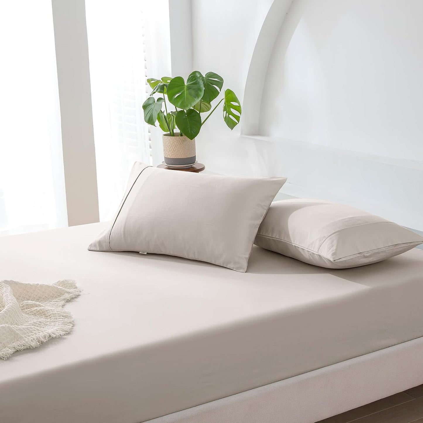 500TC Soft and Luxurious 100% Cool Breathable Cotton Bed Sateen Set - Stone