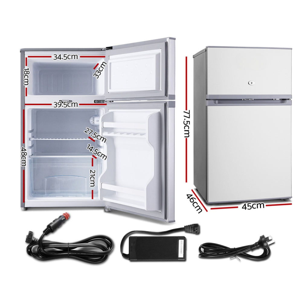 65L Portable Fridge Bar Freezer Cooler Upright 12V/24V/240V Caravan Car Silver