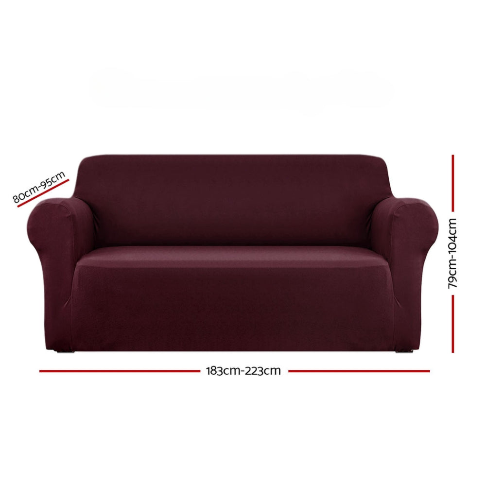 Sofa Cover Elastic Stretchable Couch Covers Burgundy 3 Seater