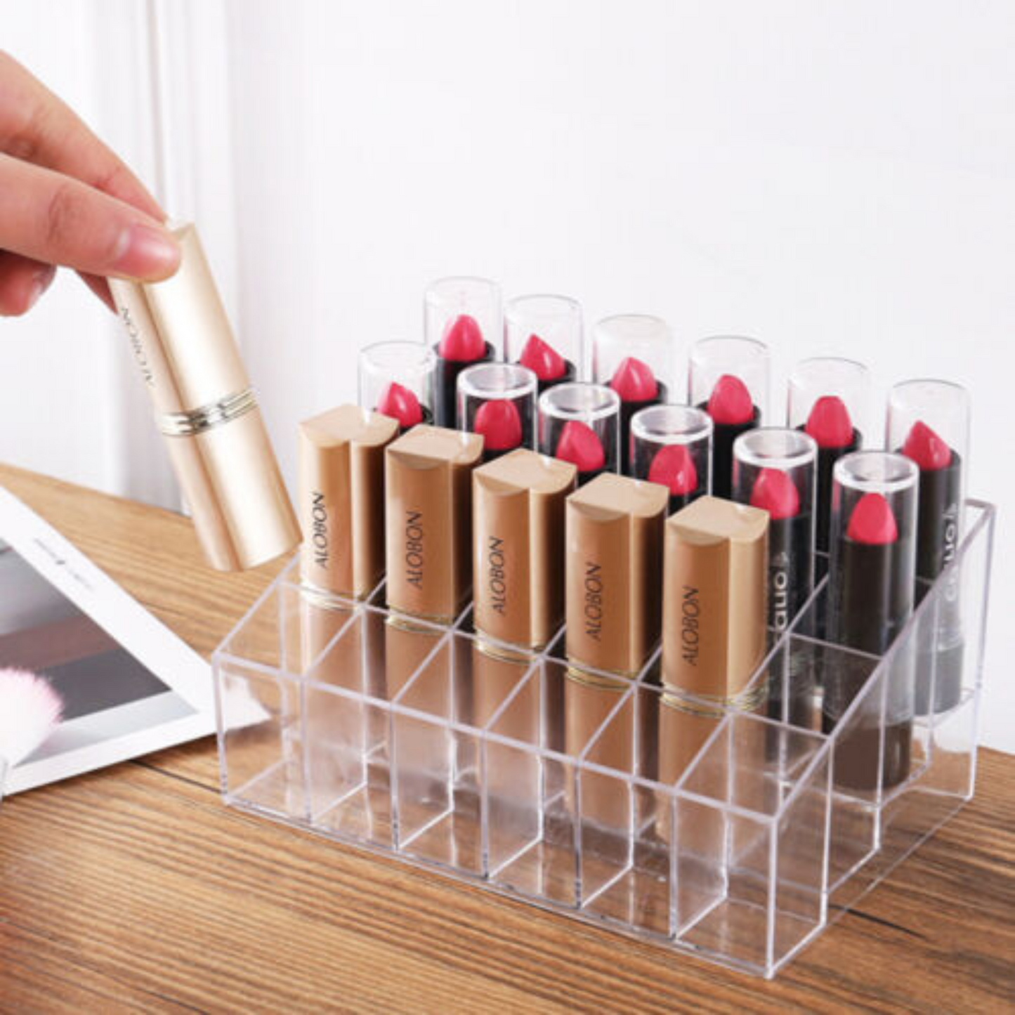 Clear Lipstick Organizer Display Stand Storage for Lipgloss and Makeup Holder