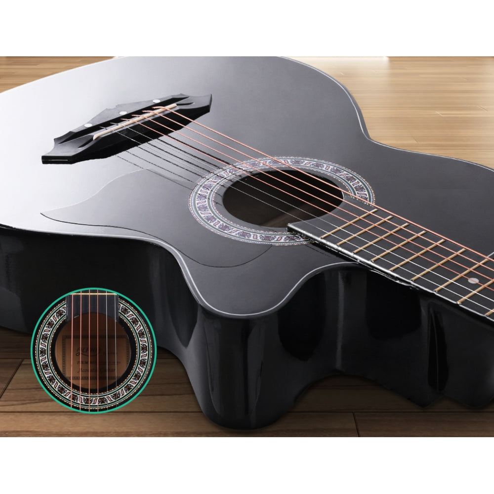 38 Inch Wooden Acoustic Guitar Black