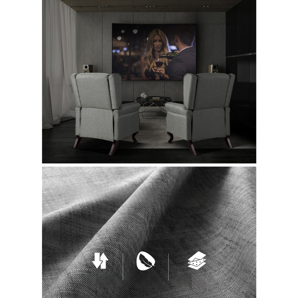 Recliner Chair Luxury Lounge Armchair Single Sofa Couch Fabric Grey
