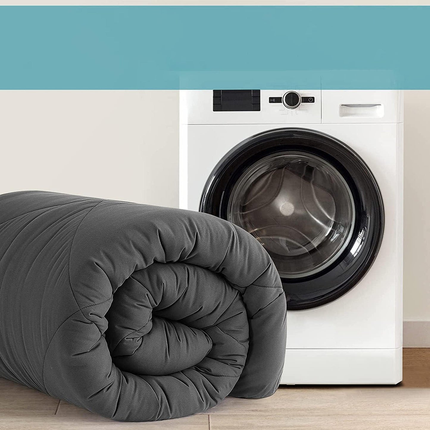 Warm and Cooling Microfibre Comforter Bedding Set - Dark Grey