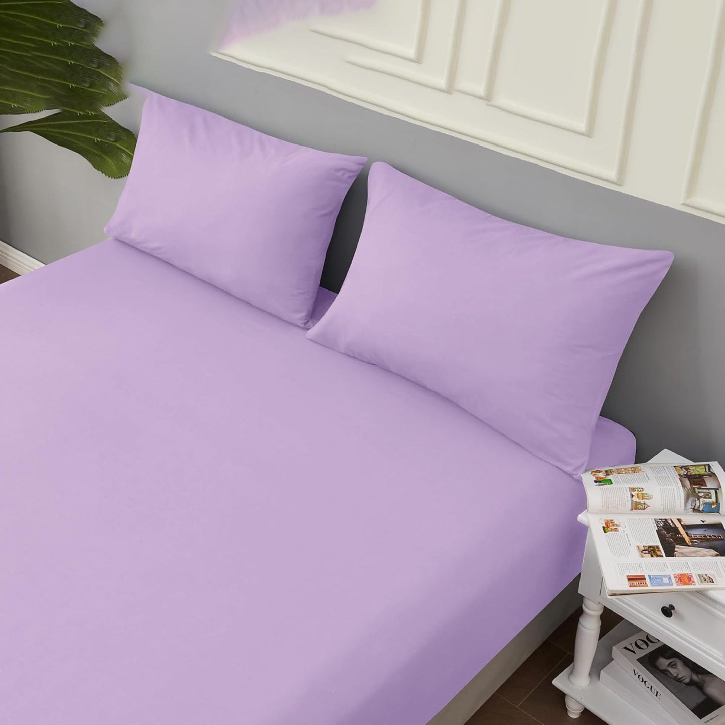 1200TC Sateen Weave Premium 100% Cotton Fitted Sheet - Lavender
