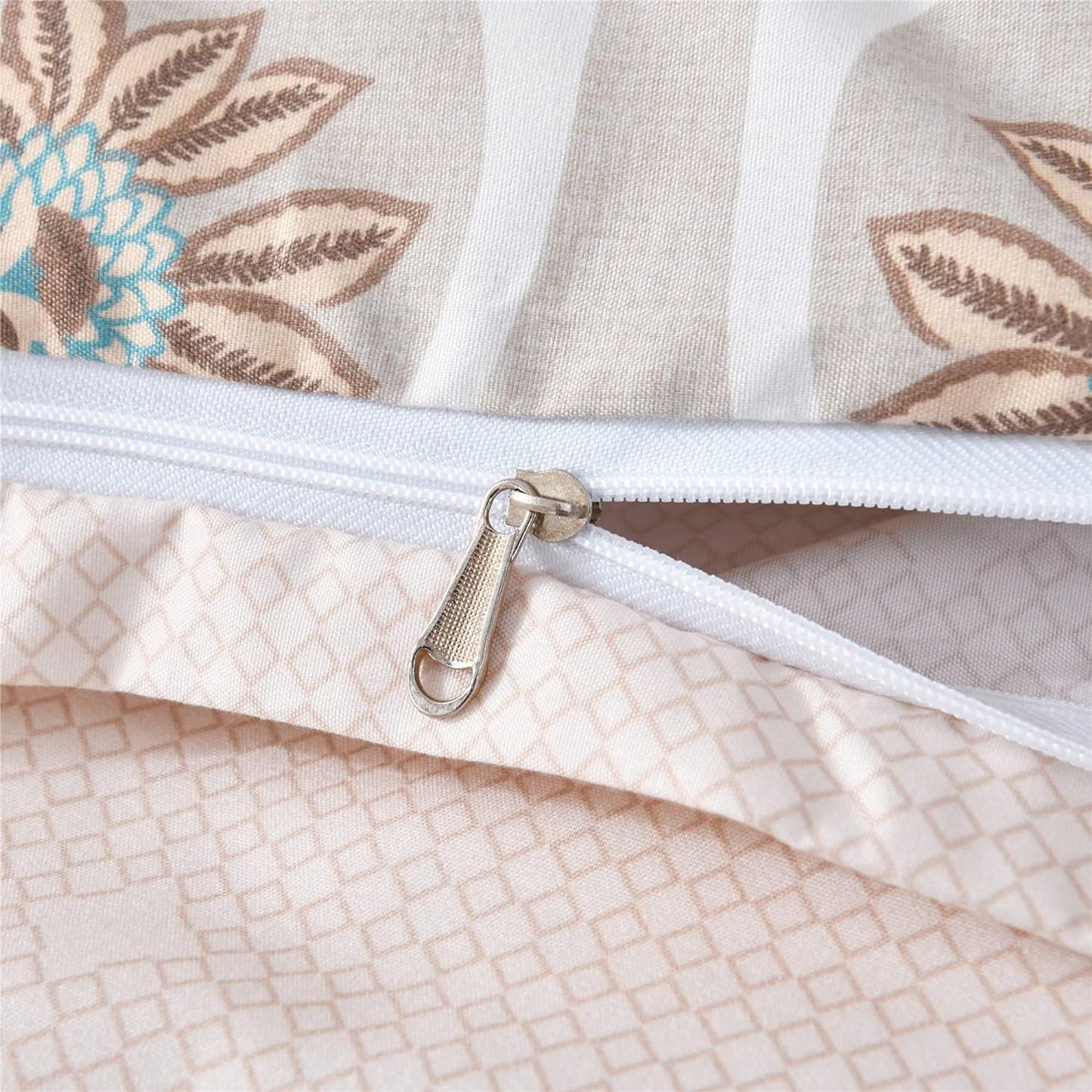 Soft Microfibre Bedding Quilt Cover Set - Floral Beige