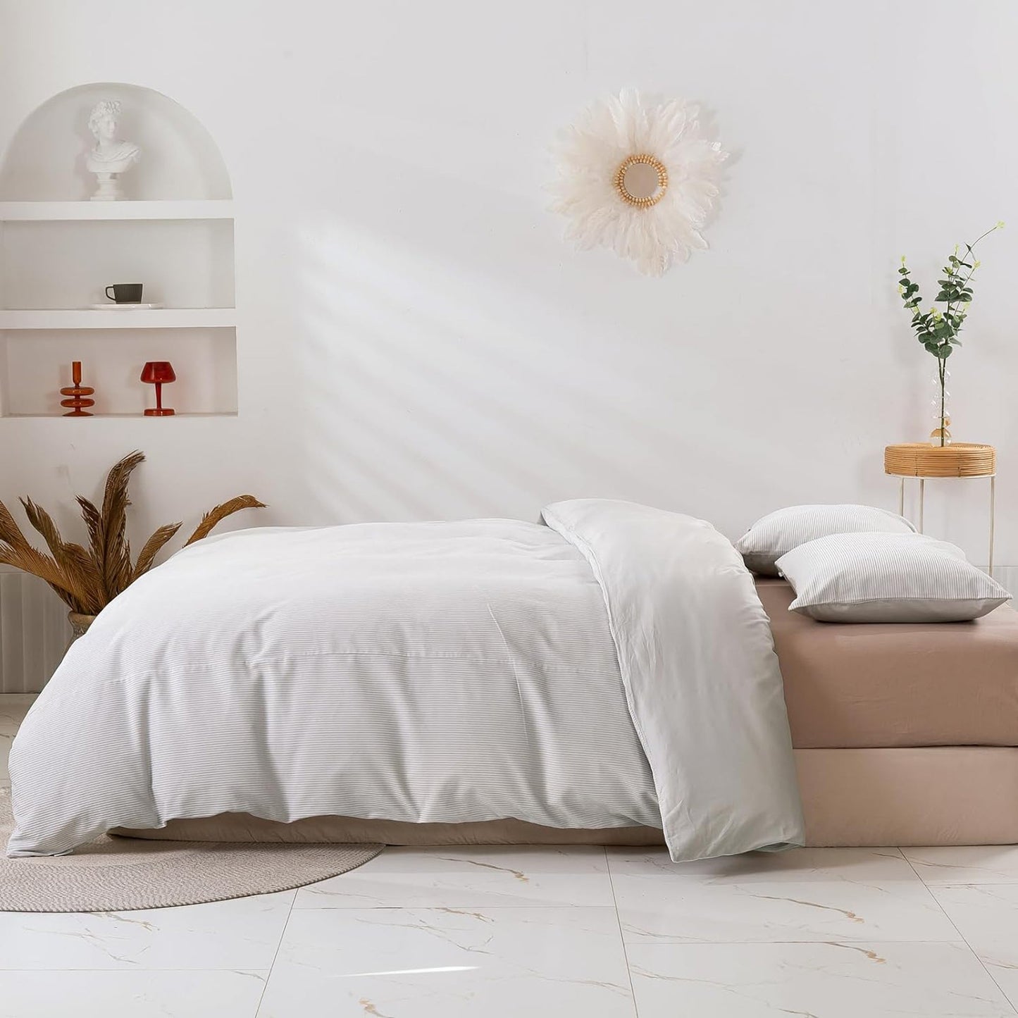 100% Soft Comfortable Cotton Corduroy Durable Doona Quilt Cover Set - Dove Grey